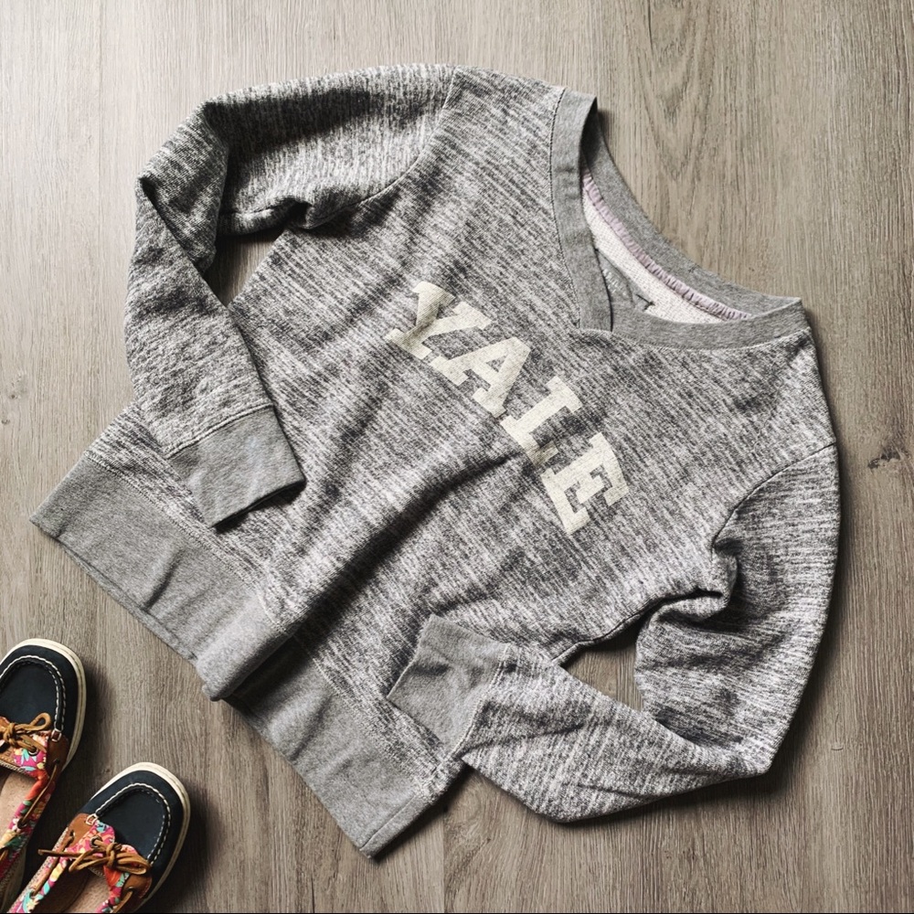 Gray V-Neck Yale University Sweatshirt